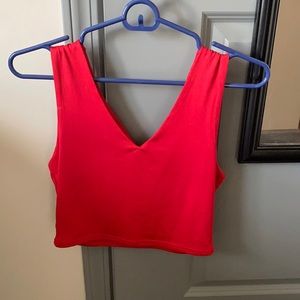 Red V-Neck Crop Top